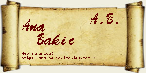 Ana Bakić vizit kartica